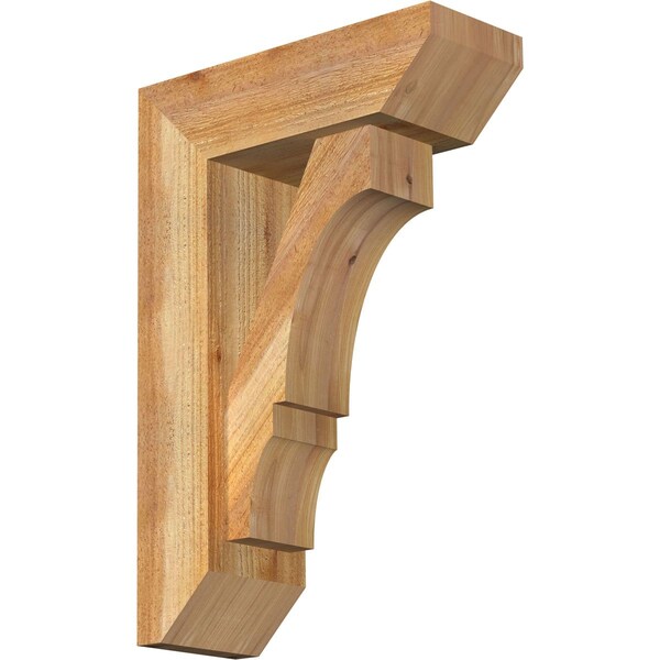 Ekena Millwork Balboa Slat Rough Sawn Bracket w/ Offset Brace, Western Red Cedar, 6"W x 16"D x 24"H BKT0604X16X24BOA06RWR - main